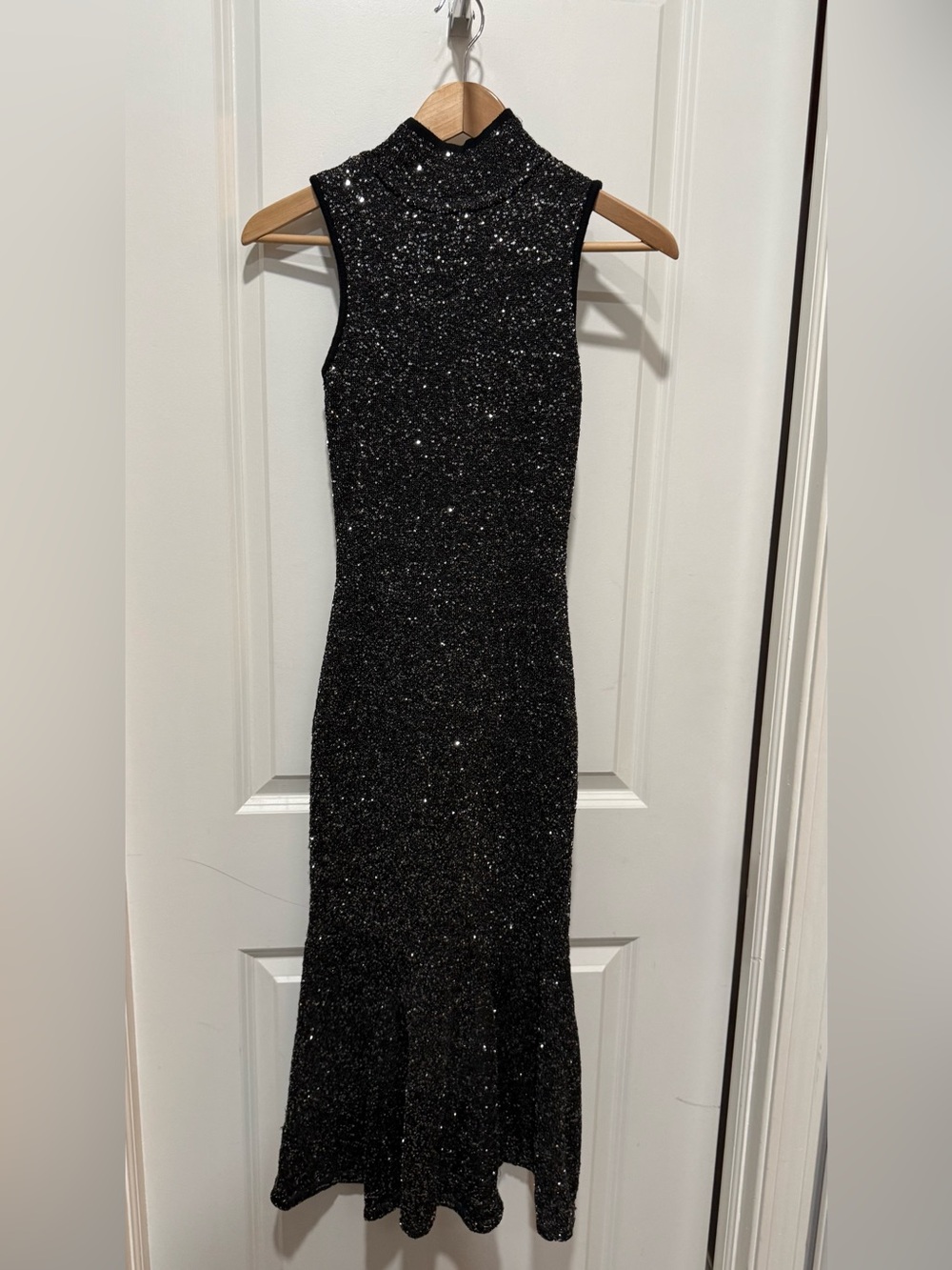 Avec Les Filles Black Sparkle Sleeveless Maxi Dress XS
